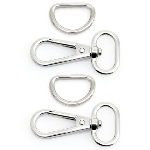 CRAFTMEMORE 10 Sets Silver Snap Hooks Lobster Clasp Swivel Push Gate Fashion Clips with D Rings Craft FSD1 (3/4 Inch) - color: Silver, size: 3/4 inch