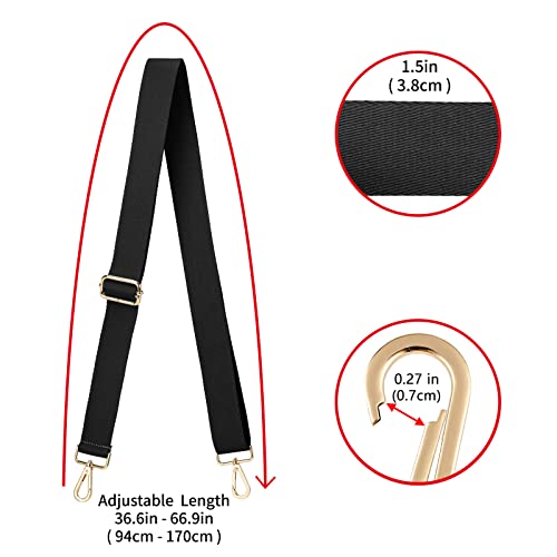 ZOOEASS Wide Shoulder Strap (Solid),Adjustable Replacement Belt Crossbody Canvas Bag Handbag - color: Black