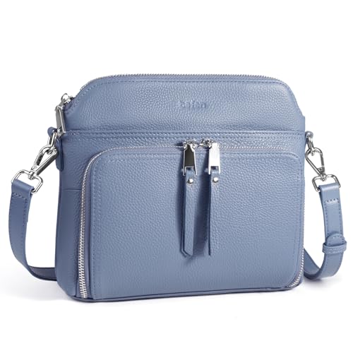 befen Genuine Leather Crossbody Bags for Women Travel Wallet Purse | Real Leather, Purse with Built in Wallet, RFID Blocking, 8 Card Slots, Crossbody Bag with Wallet, Detachable Shoulder Strap - color: Blue