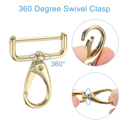 uxcell Swivel Clasps Hook, D Ring Detachable Snap Hardware Metal Lobster Claw Clasp Hook with Screwdriver - color: Gold, size: 15mm(0.59 Inch)