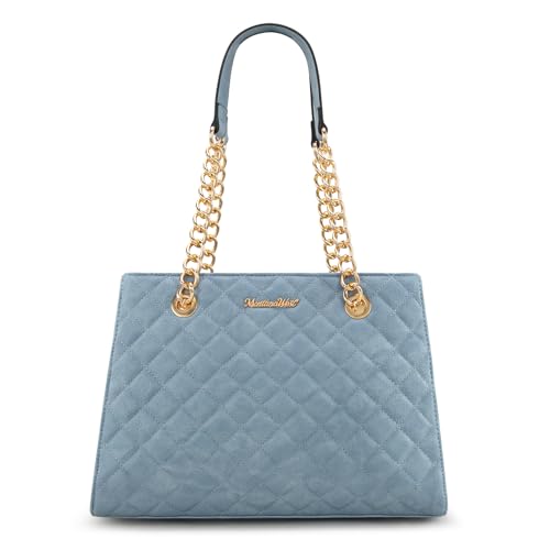 Montana West MEDIUM Tote Bag for Women Quilted Chain Handbags Shoulder Purse - color: 040jean