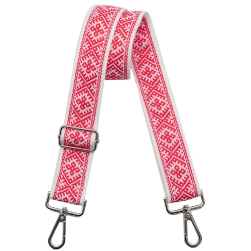 Purse Strap Bag Straps 1.5" Wide Adjustable Replacement Long Crossbody for Thick Shoulder Bags Canvas Handbags - color: Silver Hardware-1206- red