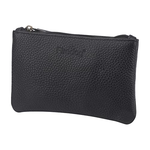 FIREDOG Tobacco Pouch, Small Leather Pouch Rolling Cigarettes Storage Bag Case for Men(Black) - color: Black-Leather