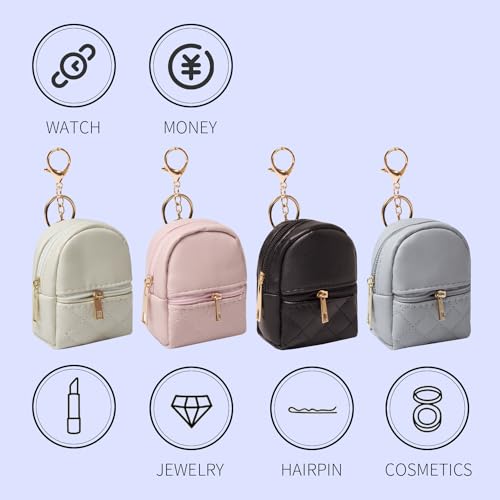 Mini Backpack Cute Cosmetic Bag for Women, Creative Cute Pendant Keychain Key-chains Keyrings PU Leather Makeup Bag Key Lipstick Card Holder Data Cable Organizer Zipper Pouch - color: Pink