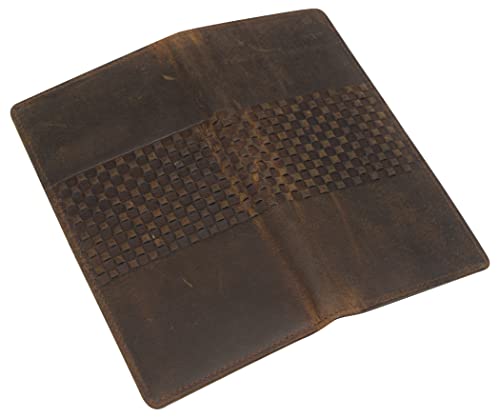 Genuine Leather Checkbook Cover For Men & Women Checkbook Holder Wallet RFID Blocking USA Series (Vintage Design Brown) - color: Vintage Design Brown