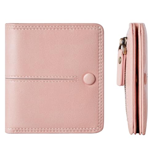 TFKGS Slim Wallet for Women rfid wallet women Small wallets woman Thin Credit Card Holder for womens wallet Vegan Leather Bifold Compact Pocket Ladies Mini Purse Blocking Pink - color: 2-Pink