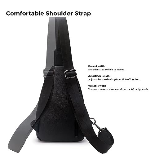Alldaily Large Sling Bag for Women Crossbody Purse Leather Fashionable Trendy Chest Bag for Travel, Fanny Pack (Black) - color: Black