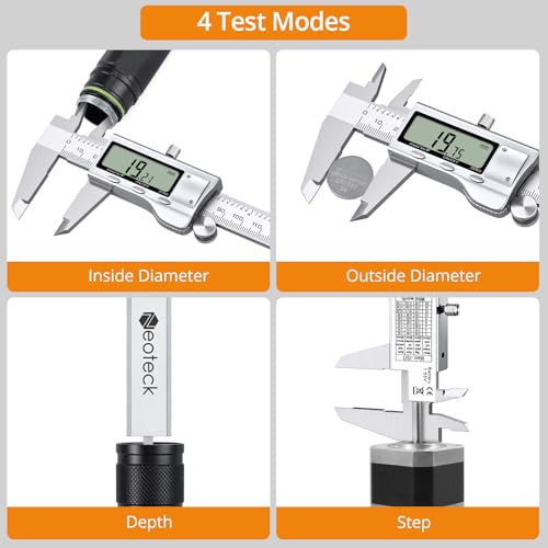 Neoteck 6 inch Stainless Steel Digital Caliper and Feeler Gauge Set | LCD Display Digital Ruler with Fraction/Inch/MM Conversion for Inside,Outside Diameter,Depth,Step Measurement and DIY,Guitar