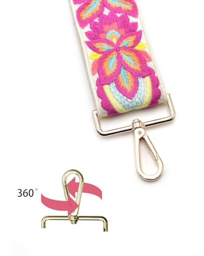 Embroidered Purse Straps Replacement Crossbody Wide Adjustable Bag Straps | Thick Purse Strap for Crossbody Bags,Extra Long Strap,Cross Body Straps for Handbags,Bag Straps for Tote Bags,Shoulder Straps - color: Flower 2
