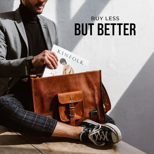 BERLINER BAGS Genuine Leather Messenger Bag For Men Berlin XL- Brown | Briefcase For Travel & Work, Adjustable Strap, 15.6" Laptop Slot, Trolley Sleeve, Phone Pocket, Pen Loops, Key Carabiner - color: Brown XL