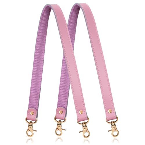 Allzedream Genuine Leather Purse Strap Sewing Canvas Replacement Handbag Shoulder Bag 2 Pcs - color: Pink, Gold Hareware