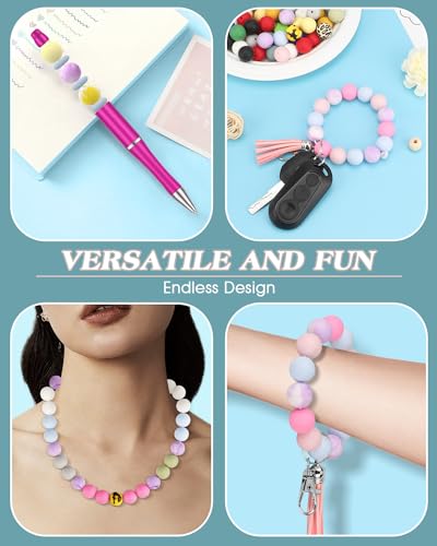 Skalamio 246Pcs Silicone Beads for Keychain Making Kit,15mm Silicone Beads - color: Floral
