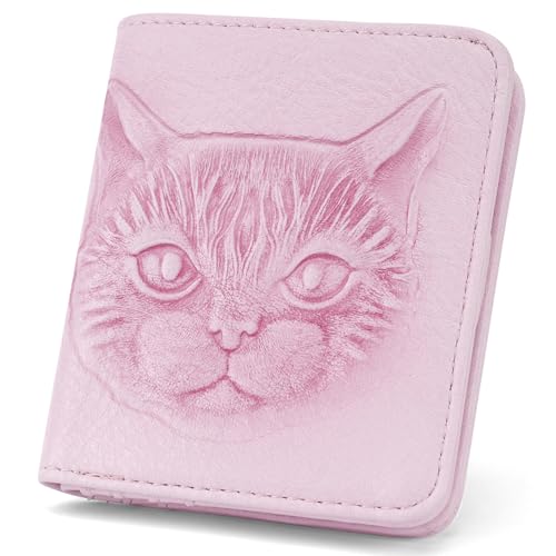 Small Wallet Women Slim RFID Leather Bifold Wallet Embossed Design | Compact design with ID window, card slots, and zipper coin pocket, ideal for daily travel, shopping, and gifts - color: 11-Light Pink
