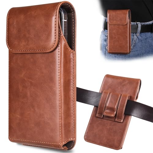 Holster for Galaxy S25 Ultra S24 Ultra S23 Ultra 5G Note 20 Ultra 5G Note 10+ Plus 5G, Premium Leather Pouch with Belt Clip Phone Holster Belt Case, Brown -XL - color: Brown, size: X-Large