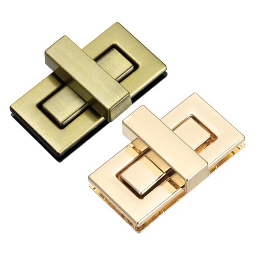 M METERXITY 2Pcs Purse Twist Lock (1.73 x 0.87 Inches, Light Gold/Bronze)- Rectangular Purse Closure Twist Turn Lock Clasp Metal Clip Hardware Apply to DIY Handbag/Purse/Wallet/Leather Craft - color: Light Gold/Bronze, size: 1.73 x 0.87"