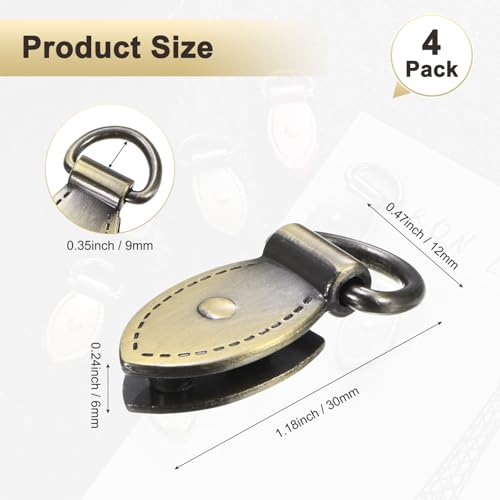 M METERXITY 4-Pack Bag Side Clip Buckle, Metal Purse Suspension Clasp Leaf Shape Handbag Chain Strap Connector with D Ring for Purse/Keyring/DIY Crafts Hardware Accessories [Ancient Bronze] - color: Ancient Bronze