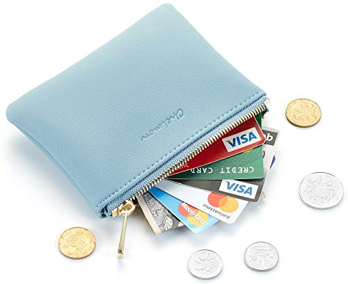 Chelmon Vegan Leather Coin Purse Pouch Change Purse With Zipper For Men Women - color: Blue Classic