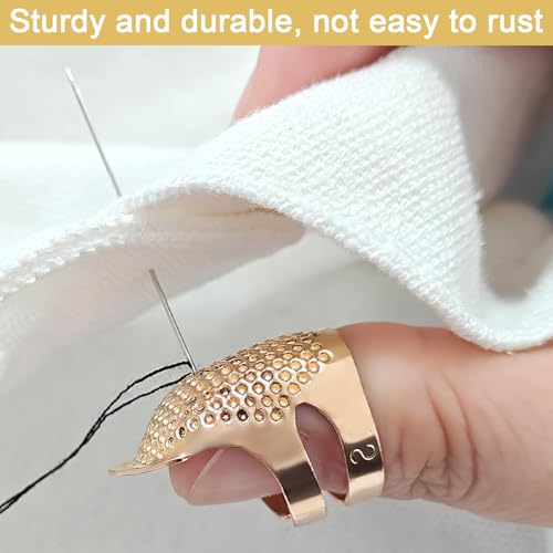 1 Pcs Adjustable Metal Sewing Thimble Finger Protector Open Top Ring Thimble Fingertip Shield for Quilting Embroidery Hand Sewing Tool(Copper, S) - color: Copper|S