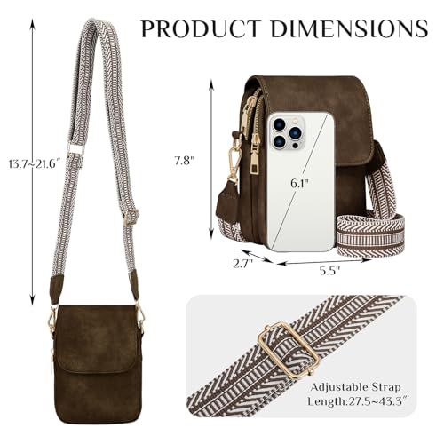 Fashion Small Crossbody Bags for Women Trendy Designer Cell Phone Purses - color: Coffee