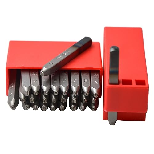 36pcs Heavy Duty Steel Stamp Uppercase Letters and Number 5/64 2mm Hand Stamping Character Mark Code Alphabet Punch Kit for Bracelet Ring Jewelry Sheet Metal Plate Making Mold Die - size: 2mm Number&Letter