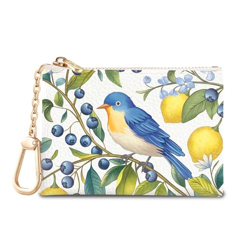 Bird Keychain Coin Purse for Women, Small Change Pouch Key Chain | Zipper Purse, Little Tiny Zip Pocket, PU Leather, Travel Wallet for Girls, Cute Coin Holder, Key Ring, Ladies Women Gifts - color: Hummingbird