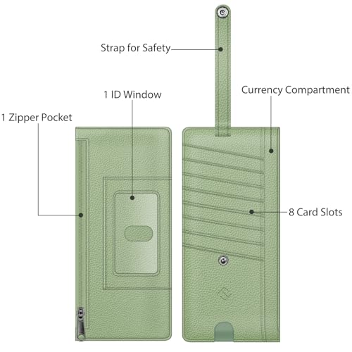 FINTIE Slim Credit Card Wallet Holder Change Pouch | RFID Blocking Business Cards Cases with Zipper Pocket for Cash, Coin, Receipt, Sage Green - color: Sage Green