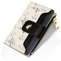 YINHEXI Women’s Wallet, Compact and Small Bifold PU Leather Card Holder, Mini Purse with Coin Pocket for Ladies, Girls (Floral Black) - color: Floral Black