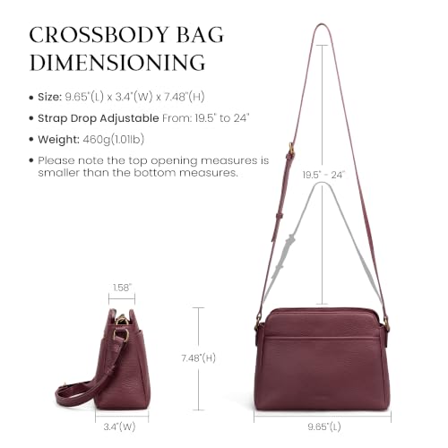 befen Anti-theft Crossbody Bag for Women Genuine Leather, Small Cross Body Shoulder Handbags with RFID Card Slots - color: Burgundy Red