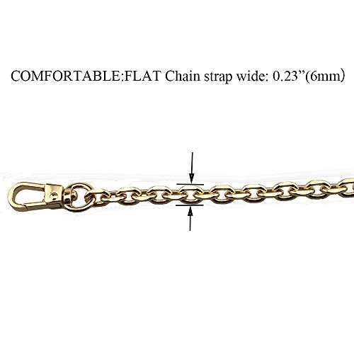 HAHIYO Mini Pochette Purse Chain Strap Thin Wide 6mm for LV Length 23.6 inches Thick 2mm Shiny Gold for Shoulder Cross Body Sling Handbag Wallet Clutch Comfortable Flat Metal Strap 1 Pack - size: Gold 23.6 Inches Length