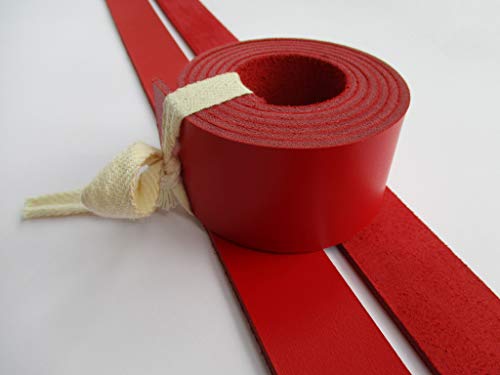 9 oz 51-55". Red Genuine Natural Leather Belt Blank Strip Strap Band. (3/4" (20mm.)) - size: 3/4" (20mm.)