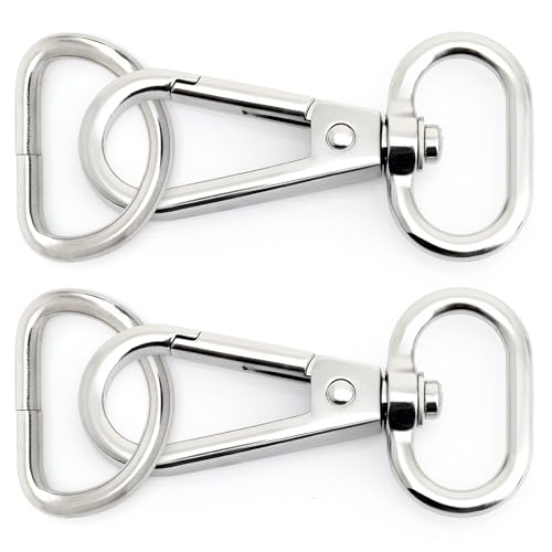 CRAFTMEMORE 10 Sets Silver Snap Hooks Lobster Clasp Swivel Push Gate Fashion Clips with D Rings Craft FSD1 (1 Inch) - color: Silver, size: 1 inch