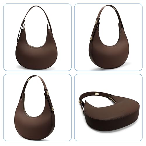 GEMIU Shoulder Purse for Women Classy Crescent Hobo Purse Slouchy Underarm Handbag with Wide Adjustable Strap - color: Coffee