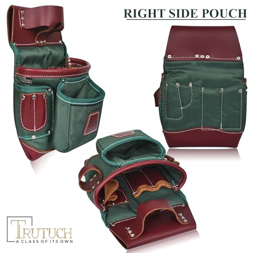 Nylon and Leather Tool Belt | Framing Tool Bags | Leather Tool Belts | Nylon Tool Pouch | Carpenter Tool Belt | Construction | Framers | Electrician - color: Green