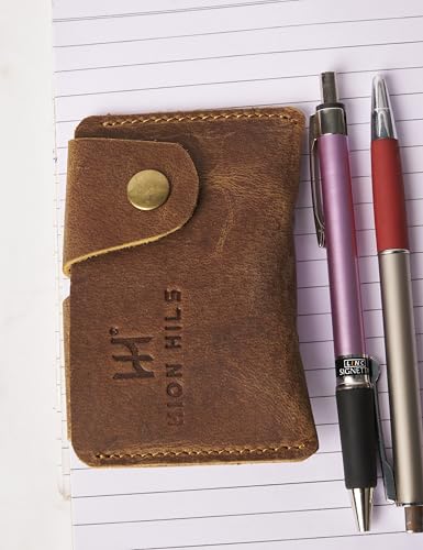 100% Leather Card Holder, Credit Card Wallet, Cardholder Wallet, Minimalist Wallet,Christmas Gift (Antique Brown) - color: Antique Brown