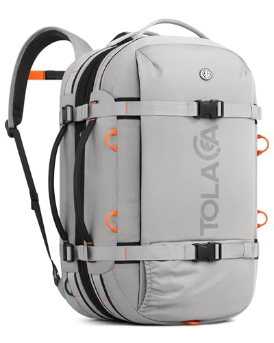 Tolaccea Travel Backpack 40-50L, 16" Laptop Carry On Duffle for Travel Work - color: Light Gray