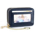 imeetu Rfid Credit Card Holder, Businese Card Case, Wallet for Women Men | Genuine Leather Card Wallet with id Window, Keychain & Double Zipper, Water-resistan Small Wallet with Gift Box, Daily Travel - color: Max - Dark Blue