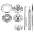 HARFINGTON 24Set Leather Snaps Fasteners Kit 20mm Dia Brass Press-Stud Cap Button 2.76" Length Metal Snap Buttons with 4 Install Tools for Coat Bag Leather Marine Boat Canvas, Silver - color: Silver, size: 20mm