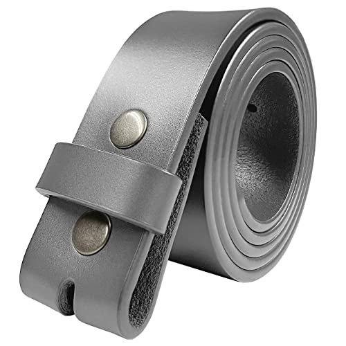Replacement Belt Strap 100% Genuine Leather Plain Casual Belt Strap with Snaps 1-1/2"(38mm) Wide - color: Style a - Premium Leather Strap Gray, size: 34