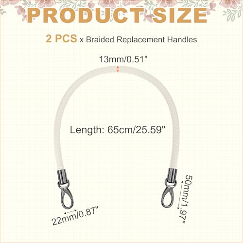 MECCANIXITY Braided Purse Strap, PU Leather Purse Strap Handle Replacement for Handbag Tote Underarm Bag Making - color: Beige