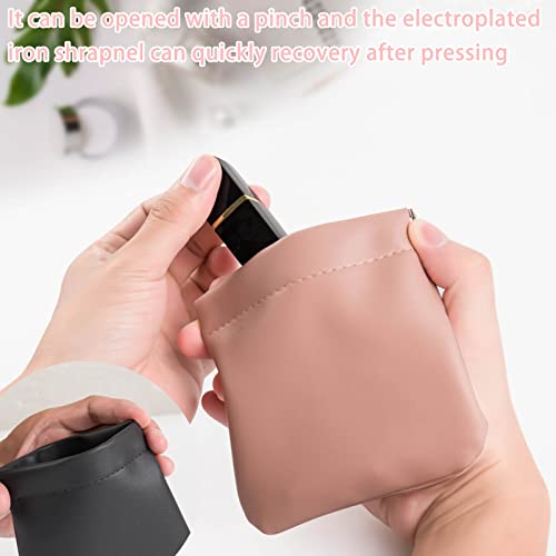 CANIPHA 8pcs Lambskin Pocket Cosmetic Bag, Waterproof Portable Small Makeup Bag No Zipper Self-closing Pouch for Women Mini Travel Storage Cosmetics Headphones Jewelry - color: 8pcs