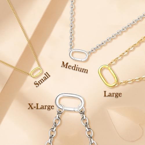 5PCS Oval Clasp Carabiner Necklace Connector Stainless Steel Spring Clasps Bracelet Closures Keychain Lock Clasps Necklaces Clips Key Rings Bracelets Shortener for Jewelry Finding DIY Making Kit (A2) - color: 5PCS - Silver, size: Medium (0.70*0.27in / 17.