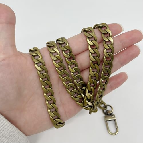 23.6" Bronze Purse Chain Strap Replacement for Shoulder Underarm Handbags | DIY Iron Flat Chain Strap with Metal Buckle Replacement for Purse, Underarm Bag Shoulder Bag Handbags - color: Bronze, size: 23.6"