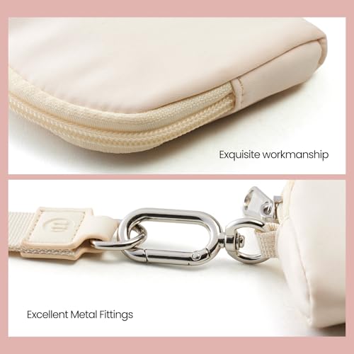 Mini Dual Pouch Wristlet Wallet for Women – Zip Around wristlet Keychain Wallet with 2 Wristlets, Ideal for Dog Walking, Coffee Runs & Lunch Break Essentials (Beige+Pink) - color: Beige+Pink