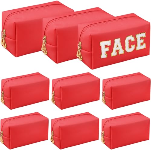 Sanwuta 9 Pcs Makeup Bags Bulk Toiletry Case,Red - color: Red