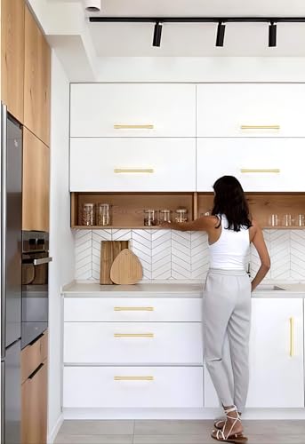 10 Pack Brushed Gold Cabinet Pulls 6.3 Inch(160mm) Kitchen Cabinet Handles Cabinet Hardware for Drawer Pulls - color: Brushed Gold, size: 6.3" Hole Center