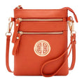 Solene Small Multi Zipper Pockets Crossbody Bag with Detachable Wristlet - color: Brunt Orange