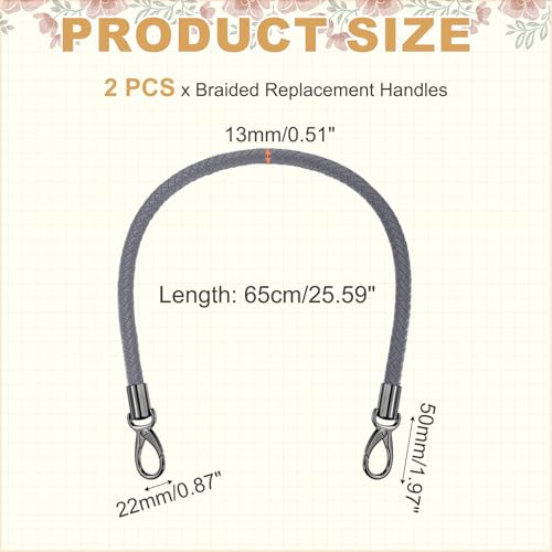 MECCANIXITY Braided Purse Strap, PU Leather Purse Strap Handle Replacement for Handbag Tote Underarm Bag Making - color: Dark Gray