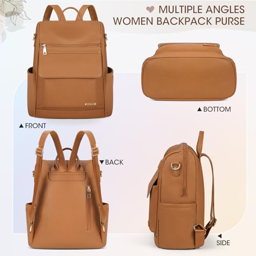 NUBILY Backpack Purse for Women Leather Anti-Theft Mini Backpack Fashion Designer Handbag Convertible Travel Bag Ladies Shoulder Bags, Brown - color: Brown