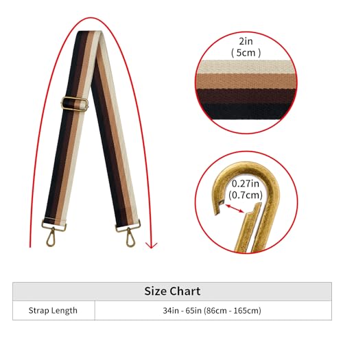 ZOOEASS Bronze Buckles Purse Strap, 2" Wide Crossbody Handbag Strap Adjustable Replacement Shoulder Strap Vintage Embroidery - color: 5cm-color20
