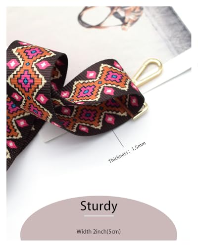 Embroidered Purse Straps Replacement Crossbody Wide Adjustable Bag Straps | Thick Purse Strap for Crossbody Bags,Extra Long Strap,Cross Body Straps for Handbags,Bag Straps for Tote Bags,Shoulder Straps - color: Rose Red